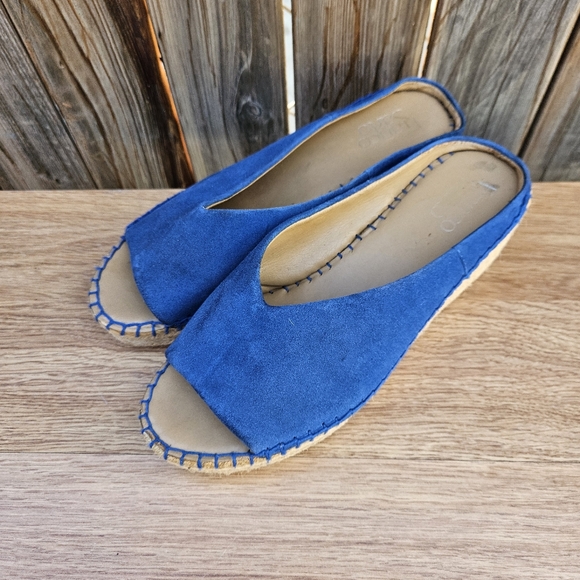 Franco Sarto Shoes - Franco Sarto Blue Suede Women's Slip-On Sandals Size 7